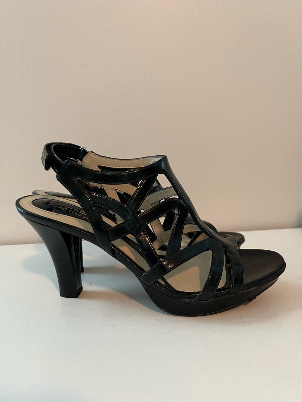 Naturalizer Black Patent Strappy High Heel Sandals - Picture 3 of 6